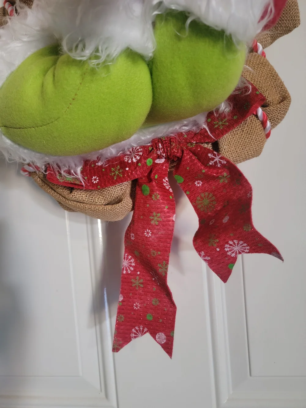 Holiday Grinch-Inspired Door Hanger - Red & Lime Green